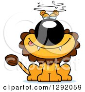 Poster, Art Print Of Cartoon Dizzy Or Drunk Male Lion Sitting