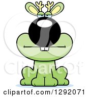 Poster, Art Print Of Cartoon Bored Green Jackalope Sitting