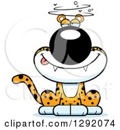 Poster, Art Print Of Cartoon Drunk Or Dizzy Leopard Big Cat Sitting