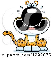 Poster, Art Print Of Cartoon Scared Screaming Leopard Big Cat Sitting