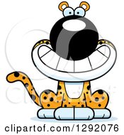 Poster, Art Print Of Cartoon Happy Grinning Leopard Big Cat Sitting