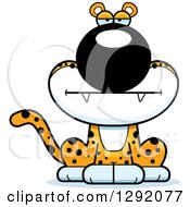 Clipart Of A Cartoon Bored Leopard Sitting Royalty Free Vector Illustration