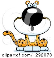 Poster, Art Print Of Cartoon Surprised Gasping Leopard Big Cat Sitting