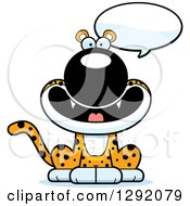 Poster, Art Print Of Cartoon Happy Talking Leopard Big Cat Sitting