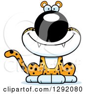Clipart Of A Cartoon Happy Leopard Big Cat Sitting Royalty Free Vector Illustration by Cory Thoman