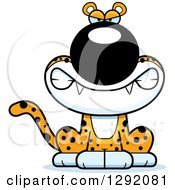 Poster, Art Print Of Cartoon Mad Snarling Leopard Big Cat Sitting