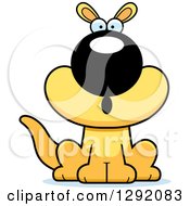 Poster, Art Print Of Cartoon Surprised Gasping Sitting Yellow Kangaroo