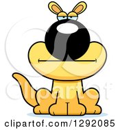 Clipart Of A Cartoon Bored Sitting Yellow Kangaroo Royalty Free Vector Illustration