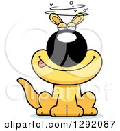 Poster, Art Print Of Cartoon Drunk Or Dizzy Sitting Yellow Kangaroo