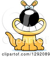 Poster, Art Print Of Cartoon Happy Grinning Sitting Yellow Kangaroo