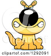 Poster, Art Print Of Cartoon Mad Snarling Sitting Yellow Kangaroo
