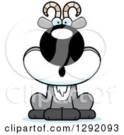 Clipart Of A Cartoon Surprised Gasping Male Goat Sitting Royalty Free Vector Illustration