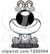 Clipart Of A Cartoon Happy Male Goat Sitting Royalty Free Vector Illustration by Cory Thoman
