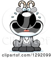 Clipart Of A Cartoon Scared Screaming Male Goat Sitting Royalty Free Vector Illustration by Cory Thoman
