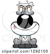 Clipart Of A Cartoon Drunk Or Dizzy Male Goat Sitting Royalty Free Vector Illustration by Cory Thoman