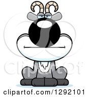 Clipart Of A Cartoon Happy Male Goat Sitting Royalty Free Vector Illustration
