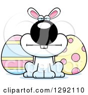 Poster, Art Print Of Cartoon Mad White Easter Bunny With Eggs