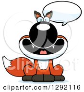 Clipart Of A Cartoon Happy Talking Sitting Fox Royalty Free Vector Illustration by Cory Thoman