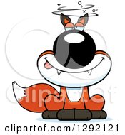 Clipart Of A Cartoon Drunk Or Dizzy Sitting Fox Royalty Free Vector Illustration by Cory Thoman