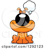 Poster, Art Print Of Cartoon Happy Orange Dog Thinking Or Dreaming