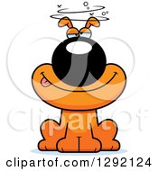 Clipart Of A Cartoon Drunk Or Dizzy Orange Dog Royalty Free Vector Illustration