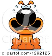 Clipart Of A Cartoon Scared Screaming Orange Dog Royalty Free Vector Illustration