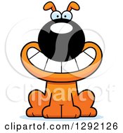 Clipart Of A Cartoon Happy Grinning Orange Dog Royalty Free Vector Illustration