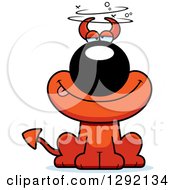 Clipart Of A Cartoon Dizzy Or Drunk Devil Dog Royalty Free Vector Illustration