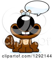 Clipart Of A Cartoon Happy Talking Beaver Royalty Free Vector Illustration