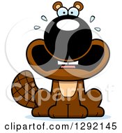 Clipart Of A Cartoon Screaming Scared Beaver Royalty Free Vector Illustration
