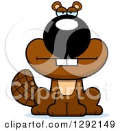 Clipart Of A Cartoon Bored Beaver Royalty Free Vector Illustration