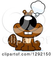 Poster, Art Print Of Cartoon Happy Dreaming Or Thinking Beaver