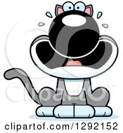 Clipart Of A Cartoon Scared Screaming Gray And White Cat Royalty Free Vector Illustration by Cory Thoman