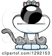Clipart Of A Cartoon Bored Gray And White Cat Royalty Free Vector Illustration