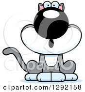 Poster, Art Print Of Cartoon Surprised Gasping Gray And White Cat