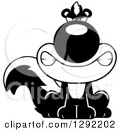 Wild Animal Clipart Of A Black And White Cartoon Mad Snarling Sitting Skunk Royalty Free Lineart Vector Illustration