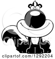 Wild Animal Clipart Of A Black And White Cartoon Happy Sitting Skunk Royalty Free Lineart Vector Illustration