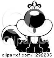 Poster, Art Print Of Black And White Cartoon Surprised Gasping Sitting Skunk