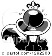 Wild Animal Clipart Of A Black And White Cartoon Scared Screaming Sitting Skunk Royalty Free Lineart Vector Illustration