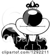 Wild Animal Clipart Of A Black And White Cartoon Bored Sitting Skunk Royalty Free Lineart Vector Illustration