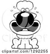 Animal Clipart Of A Black And White Cartoon Scared Screaming Poodle Dog Sitting Royalty Free Lineart Vector Illustration