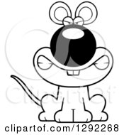 Poster, Art Print Of Black And White Cartoon Mad Snarling Mouse Sitting