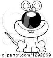 Animal Clipart Of A Black And White Cartoon Happy Mouse Royalty Free Lineart Vector Illustration