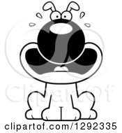 Animal Clipart Of A Black And White Cartoon Scared Screaming Dog Royalty Free Lineart Vector Illustration