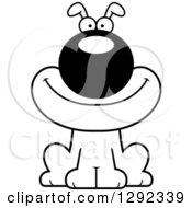 Animal Clipart Of A Black And White Cartoon Happy Dog Royalty Free Lineart Vector Illustration