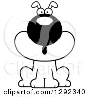 Animal Clipart Of A Black And White Cartoon Surprised Gasping Dog Royalty Free Lineart Vector Illustration