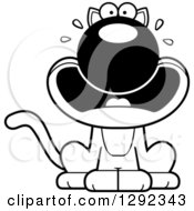 Animal Clipart Of A Black And White Cartoon Scared Screaming Cat Royalty Free Lineart Vector Illustration