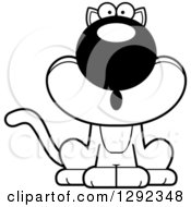 Animal Clipart Of A Black And White Cartoon Surprised Gasping Cat Royalty Free Lineart Vector Illustration
