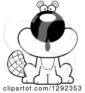 Wild Animal Clipart Of A Black And White Surprised Gasping Beaver Royalty Free Lineart Vector Illustration