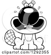 Wild Animal Clipart Of A Black And White Scared Beaver Royalty Free Lineart Vector Illustration